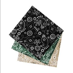 Perry Ellis Portfolio Men's Assorted 3 Pack of Green Black & Beige Bandanas New